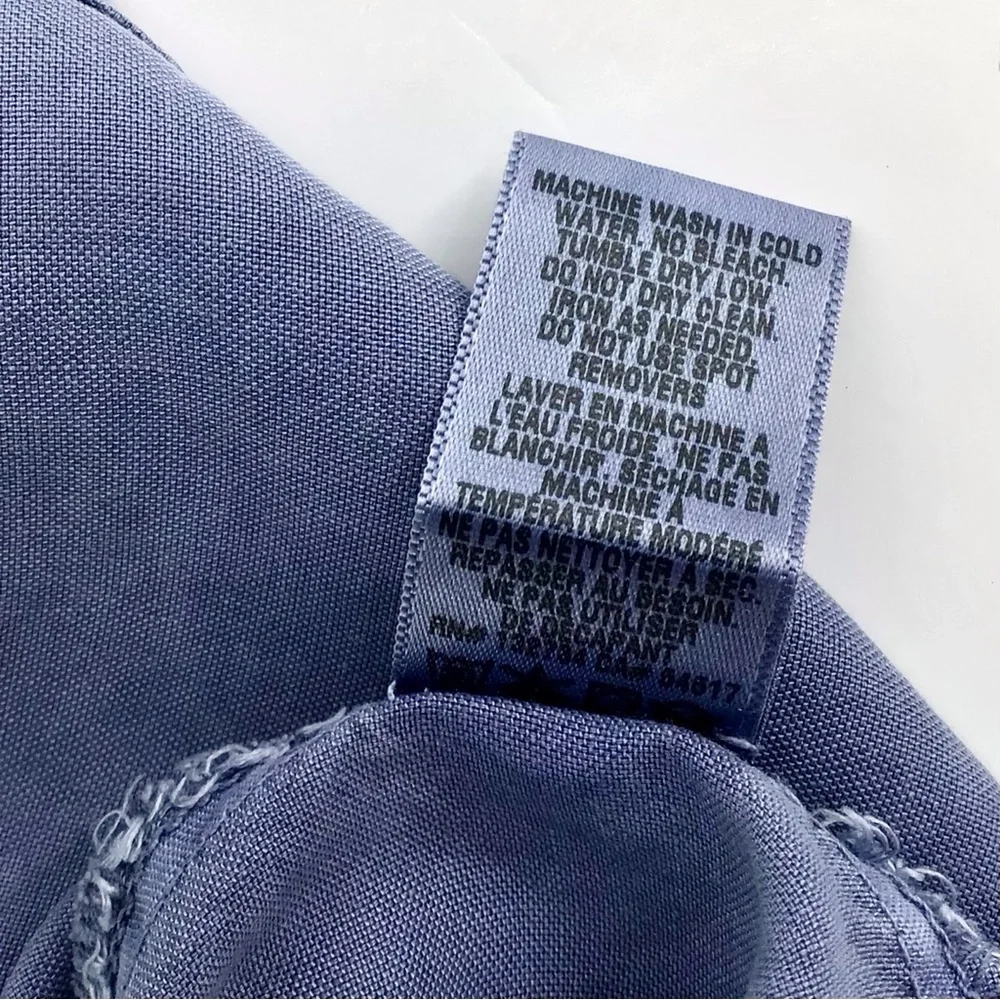 Bella Dahl Tencel-Lyocell Blue V Neck Long Sleeve Smocked Mini Dress Size Large - Picture 7 of 14